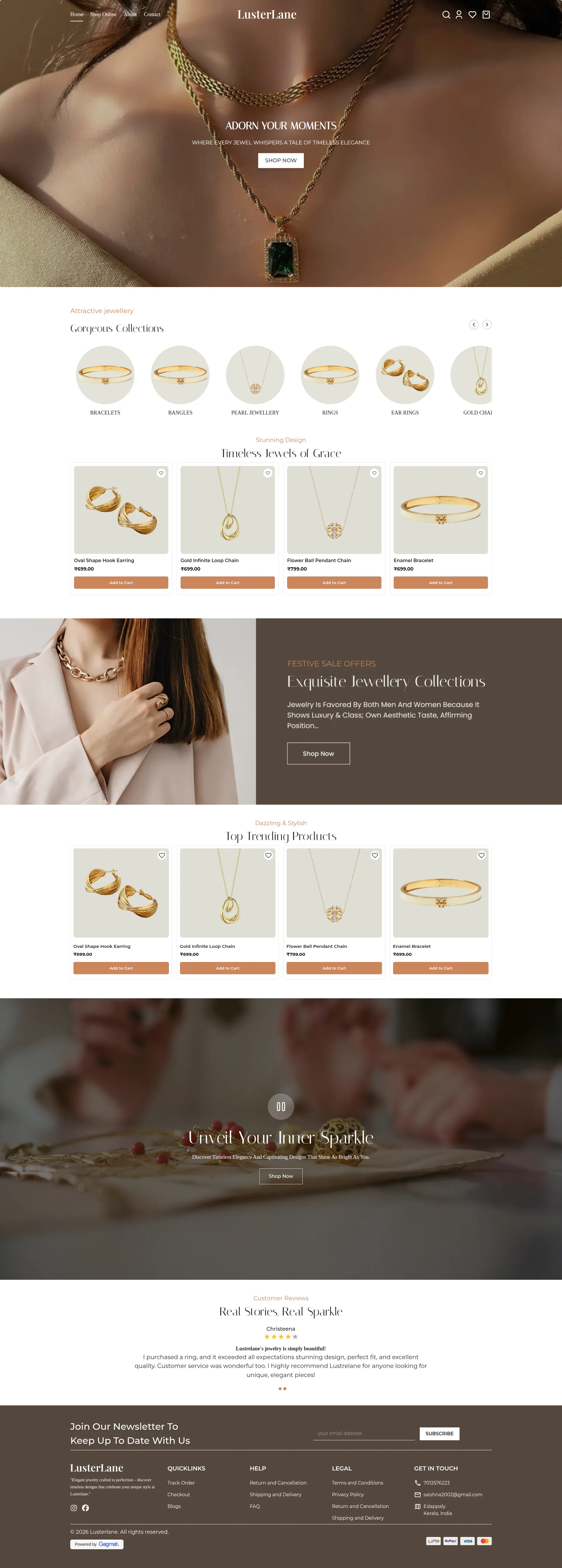 Lusterlane homepage