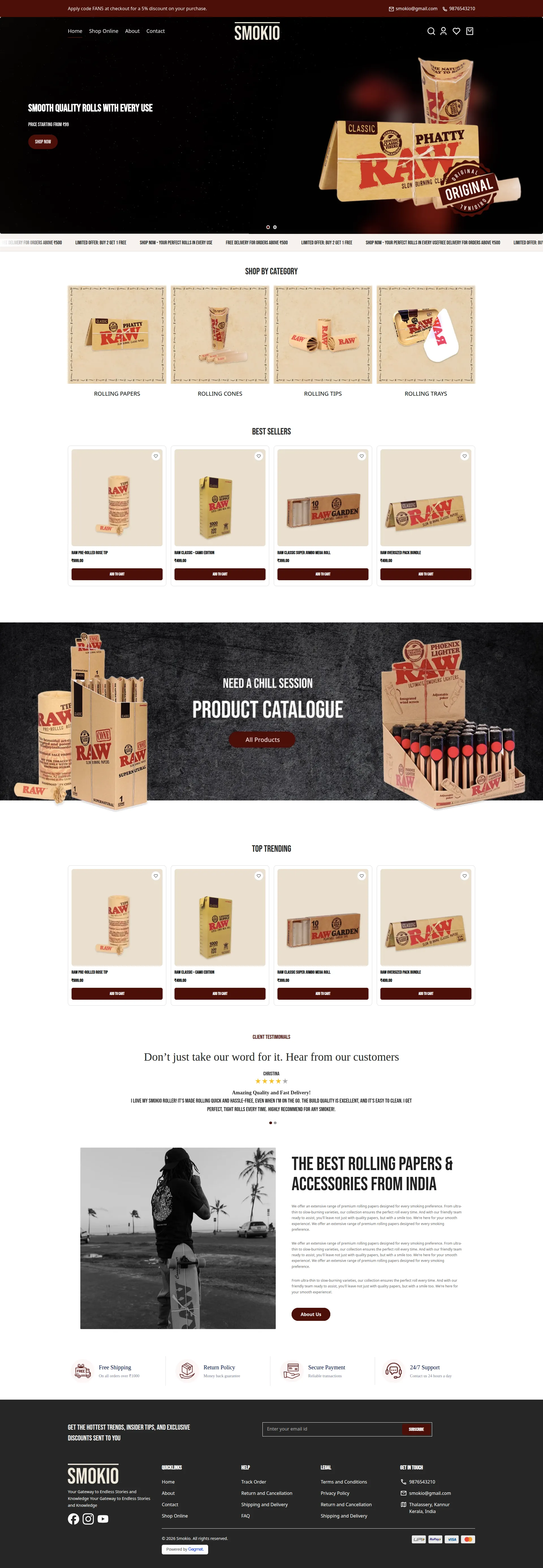 Smokio homepage